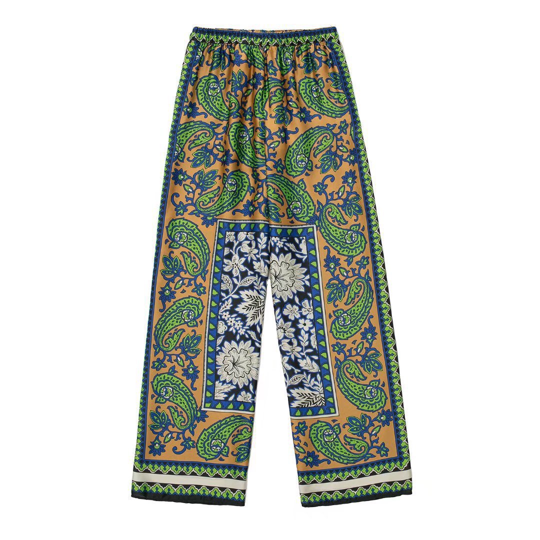 Women's Flowy Printed Shirt & Lounge-Style Pants Set