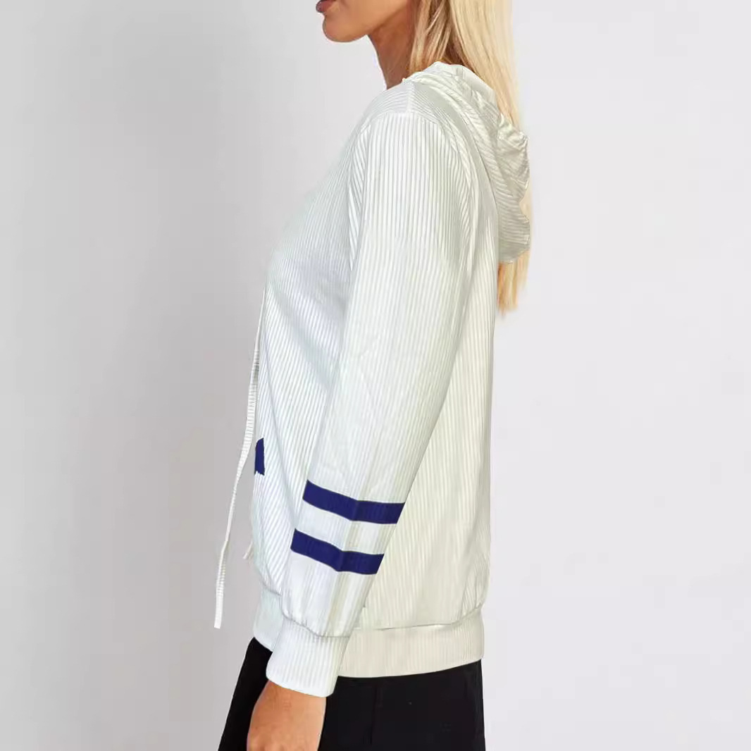V-Neck Button Long-Sleeve Hooded Sweatshirt