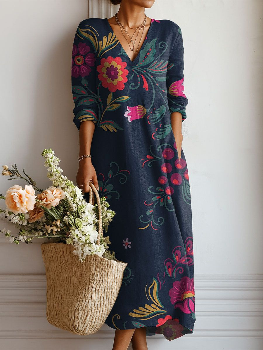 Women's Floral Paisley Print Ruched Bodycon Midi Dress