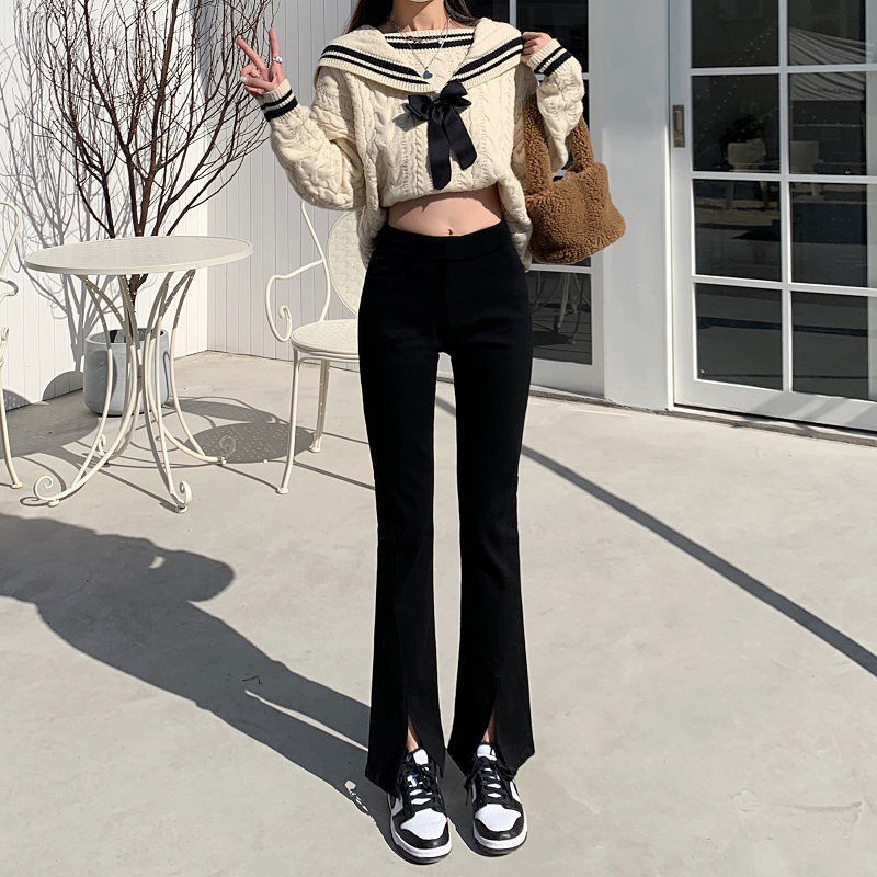 High-Waist Split-Hem Flare Pants for Women