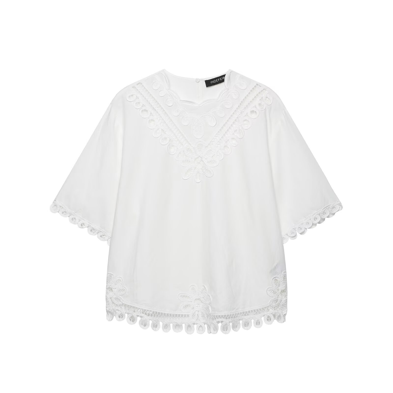 Women's French Vacation Hollow Embroidered Loose Two-Piece Set