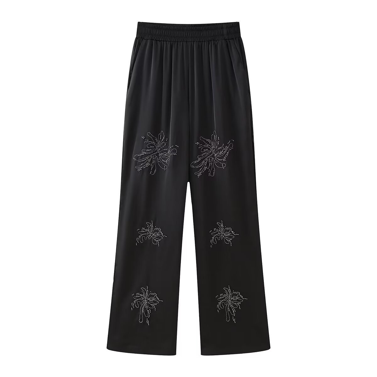 Beaded Embroidered Shirt & Straight-Leg Pants Set