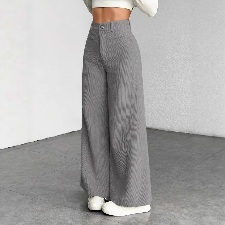 Corduroy High-Waist Wide-Leg Pants for Women