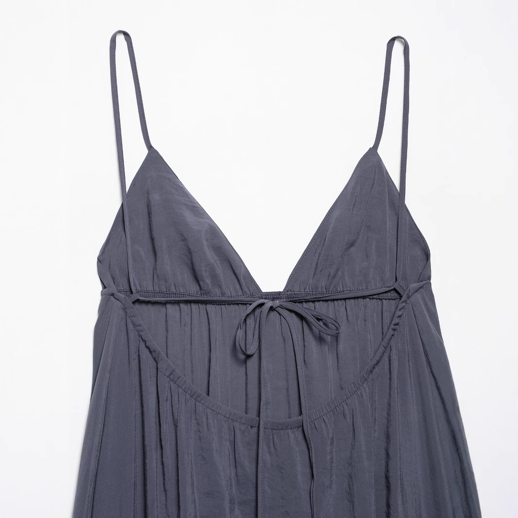 V-Neck Cami A-Line Midi Dress with Belt