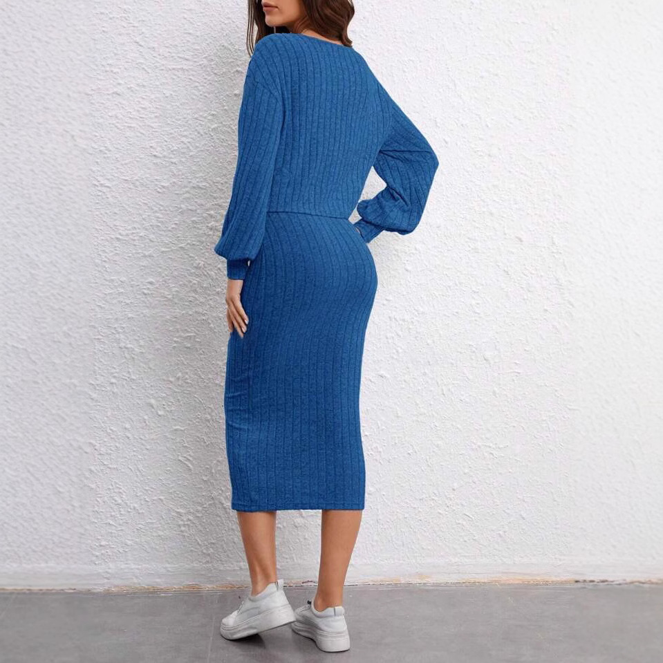 Women's Two-Piece Long Sleeve Bodycon Dress Set
