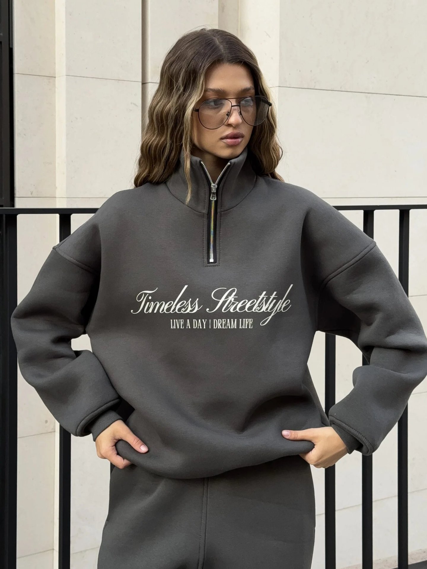Letter Print Long Sleeve Hoodie and Pants Casual Two-Piece Set Oversize Pullover Sweatsuit