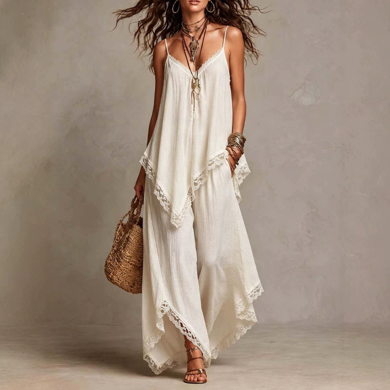 Bohemian Sleeveless Wide-Leg Pants Set