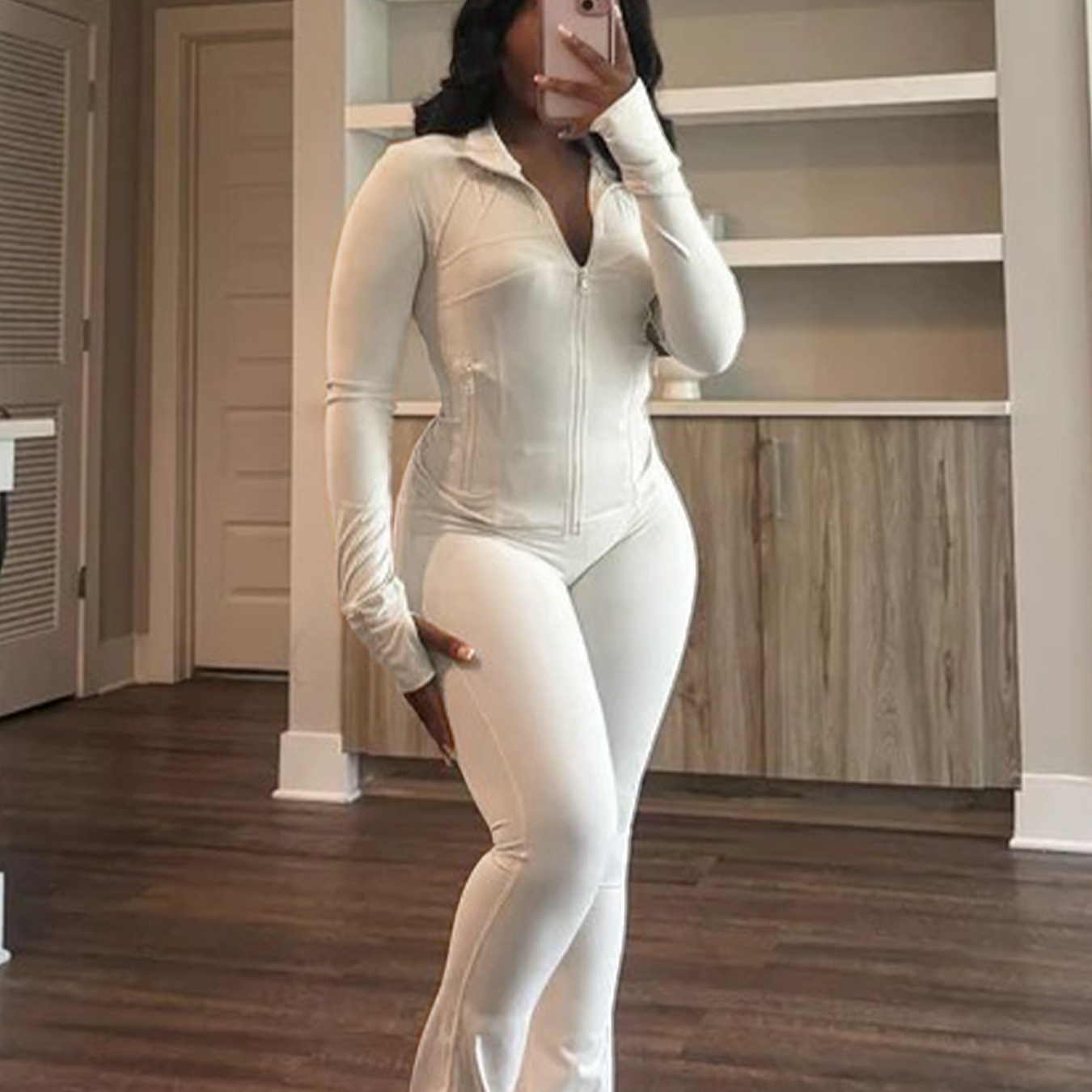 Sexy Slim Fit Long Sleeve Flared Two-Piece Set