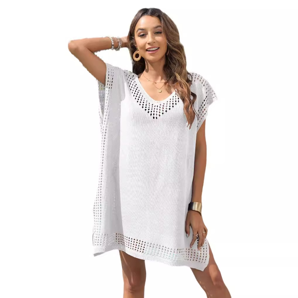 V-Neck Hollow-Out Spliced Loose Beach Dress