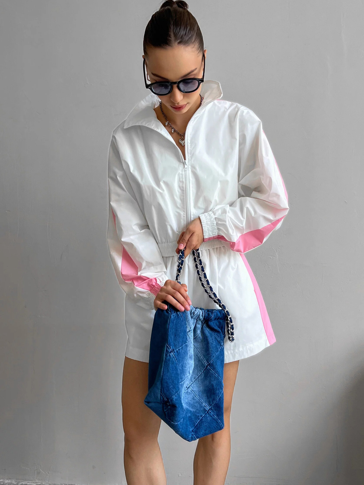 Women's Long Sleeve Zip-Up Track Jacket and Shorts Set