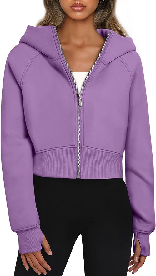 Fleece-Lined Hooded Zip-Up Sweatshirt Jacket