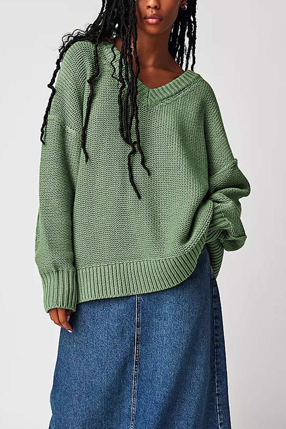 V-Neck Loose Knit Pullover Sweater