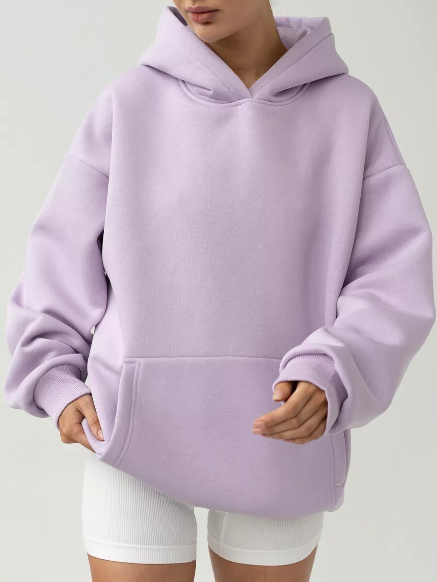 Women's Long-Sleeve Hooded Pullover Sweatshirt Loose Casual Top