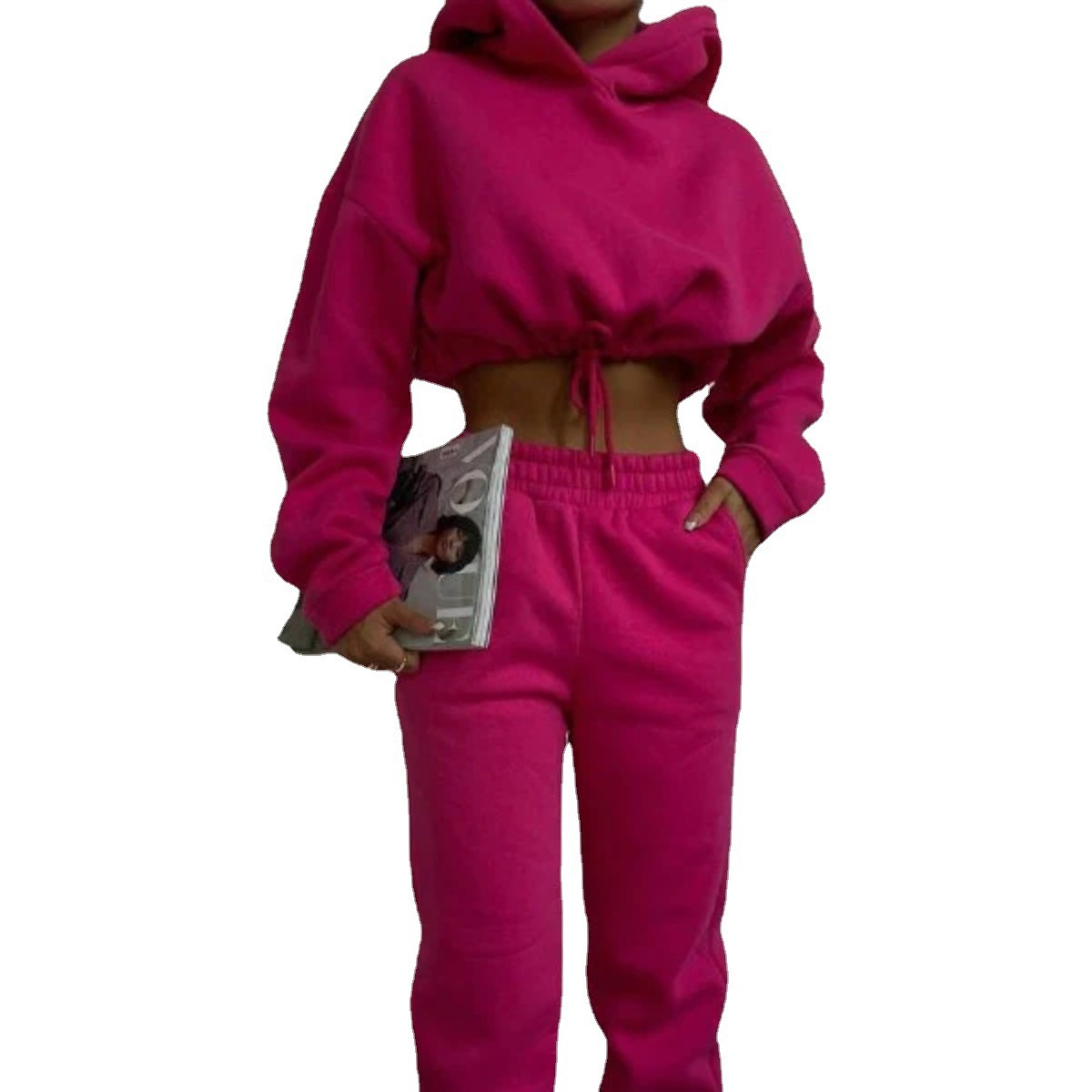 Women's Hooded Sweatshirt and Pants Two-Piece Set