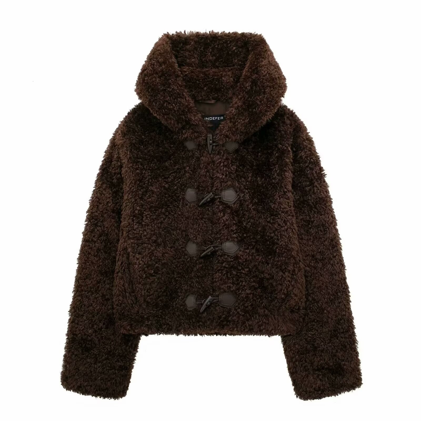 Women's Faux Fur Coat with Knot Button Detail