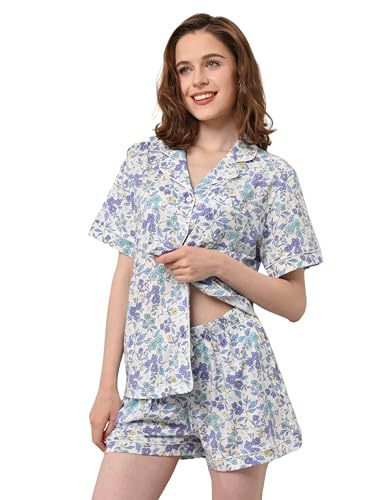 Women's Cuban Collar Short Sleeve Button Lounge Set