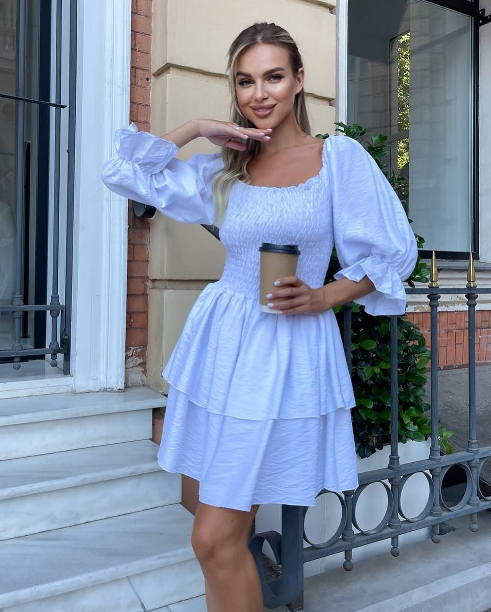 Solid Color Off-Shoulder Pleated A-Line Dress with Cinched Waist