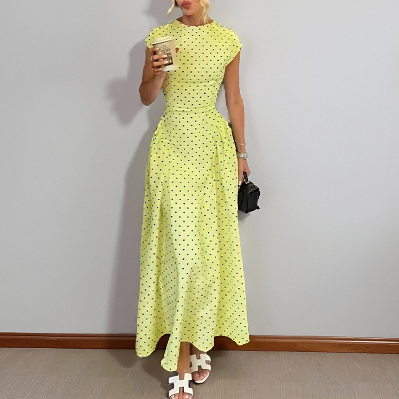 French-Style Open-Back Bodycon Dress Solid Color Sleeveless High Waist