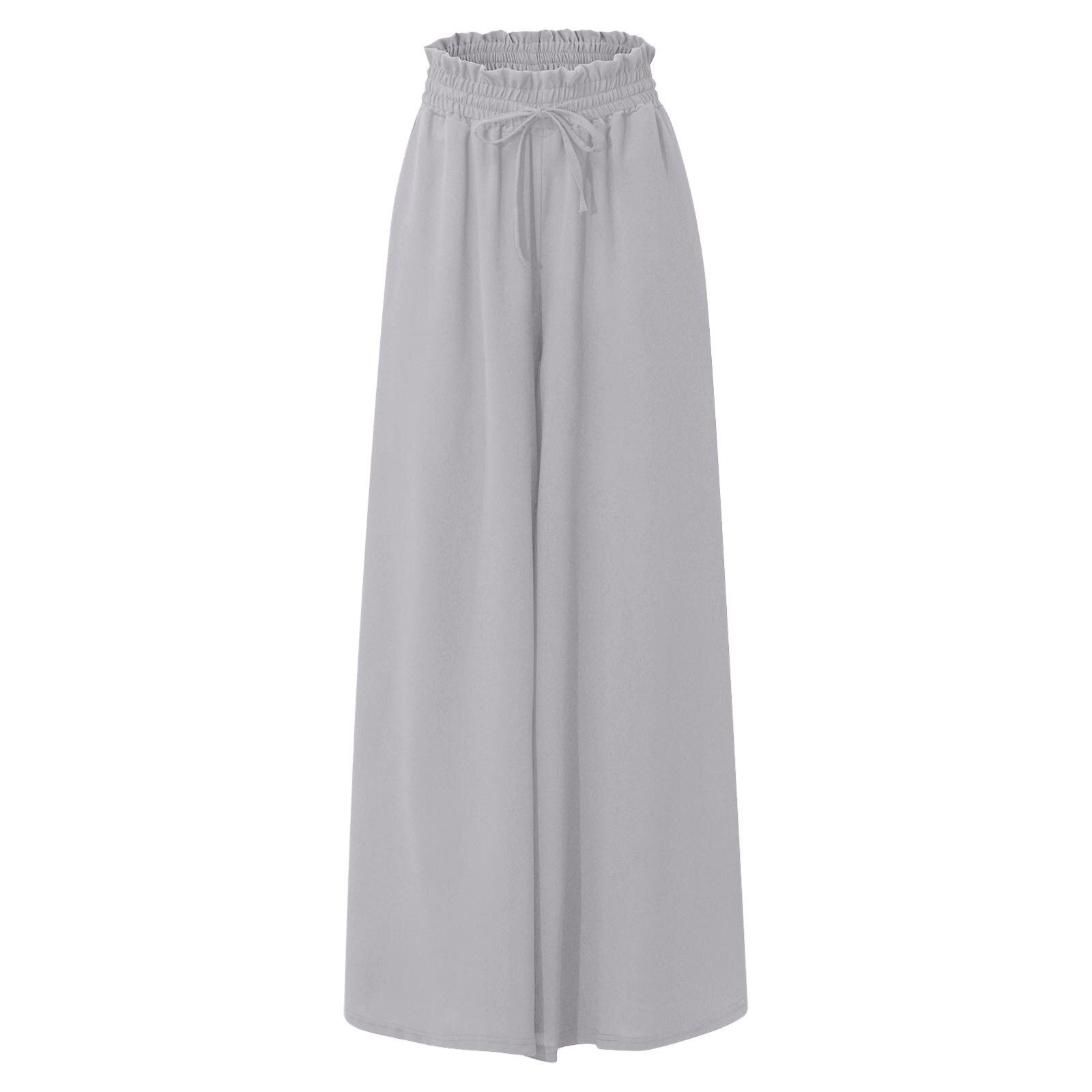 Women's High-Waist Wide-Leg Pants with Elastic Waistband