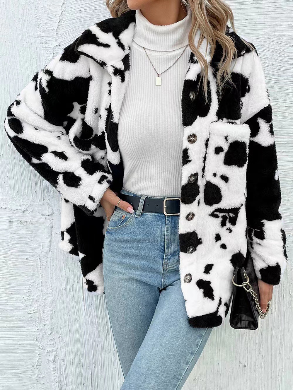Double-Sided Fleece Cardigan with Pockets Warm Coat