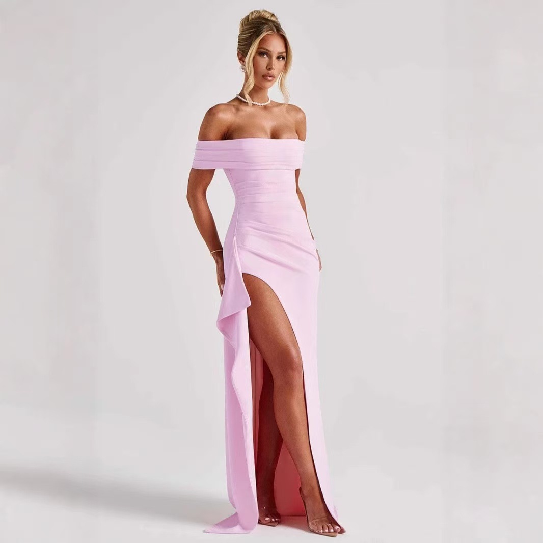 Sexy Off-Shoulder High Slit Party Dress