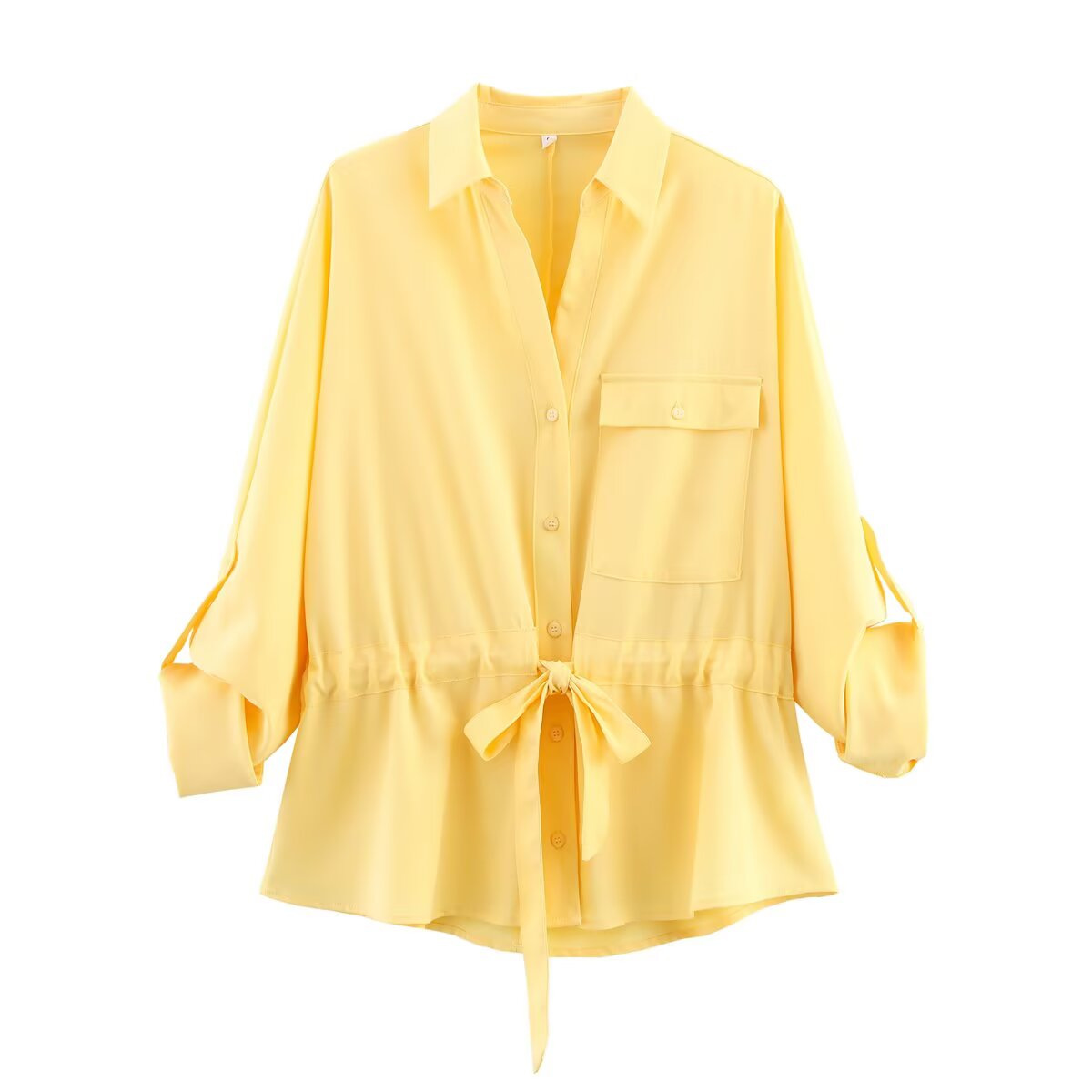 Women's Two-Tone Collared Long-Sleeve Shirt and Pants Set
