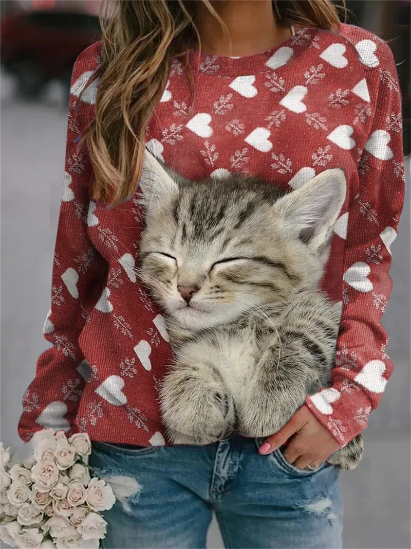 Animal Print Long-Sleeve Crewneck Sweatshirt