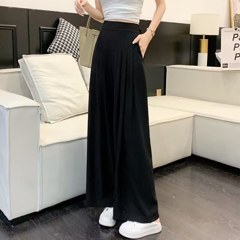 High-Waist Wide-Leg Draped Suit Pants