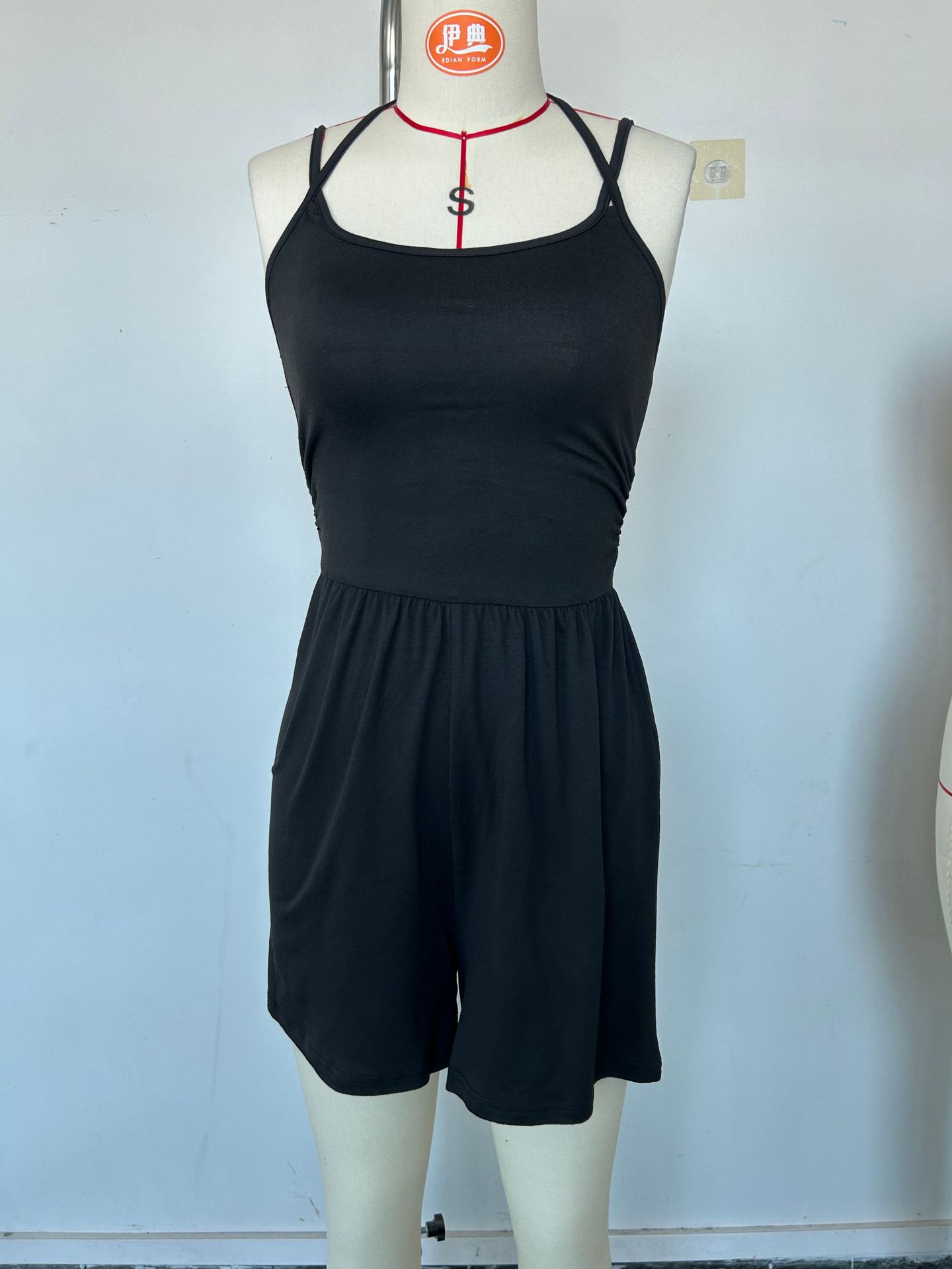 Women's Sleeveless Cami Romper Wide-Leg Shorts Solid Casual
