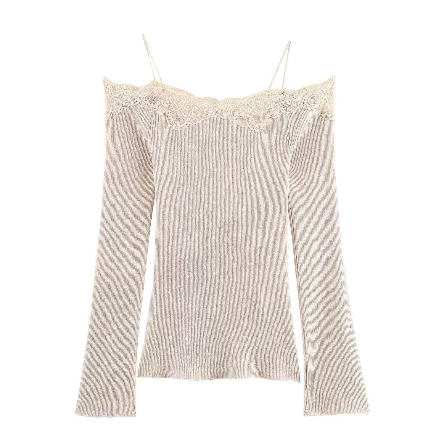 Women's Off-Shoulder Lace Knit Top