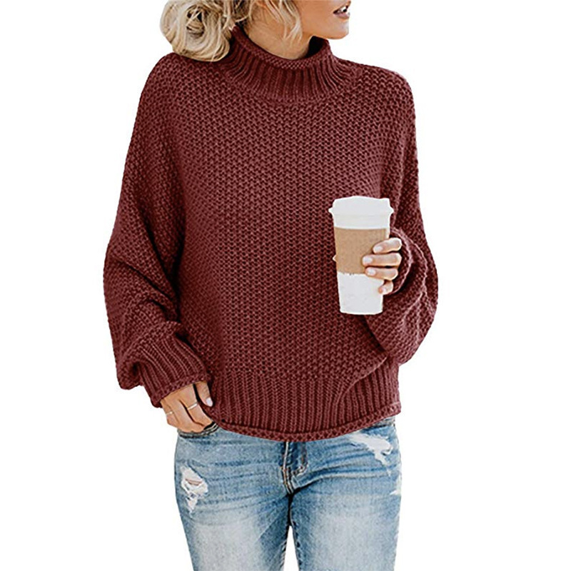 Color-Block Turtleneck Pullover Sweater