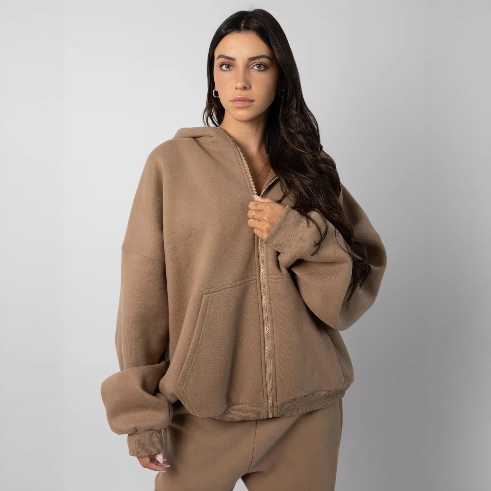 Women's Hooded Zip Cardigan and Pants Set Casual Two-Piece Tracksuit