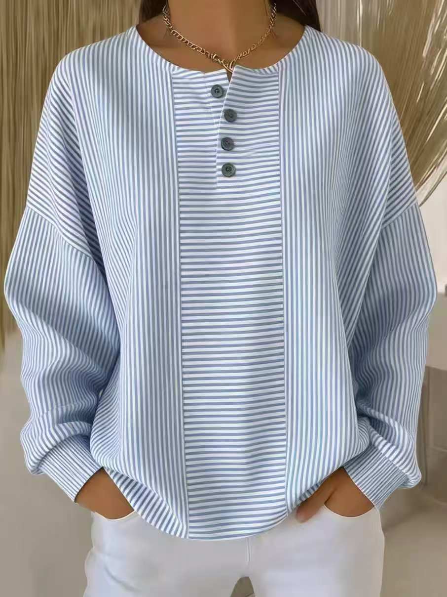 Women's Solid Print Button Sweatshirt
