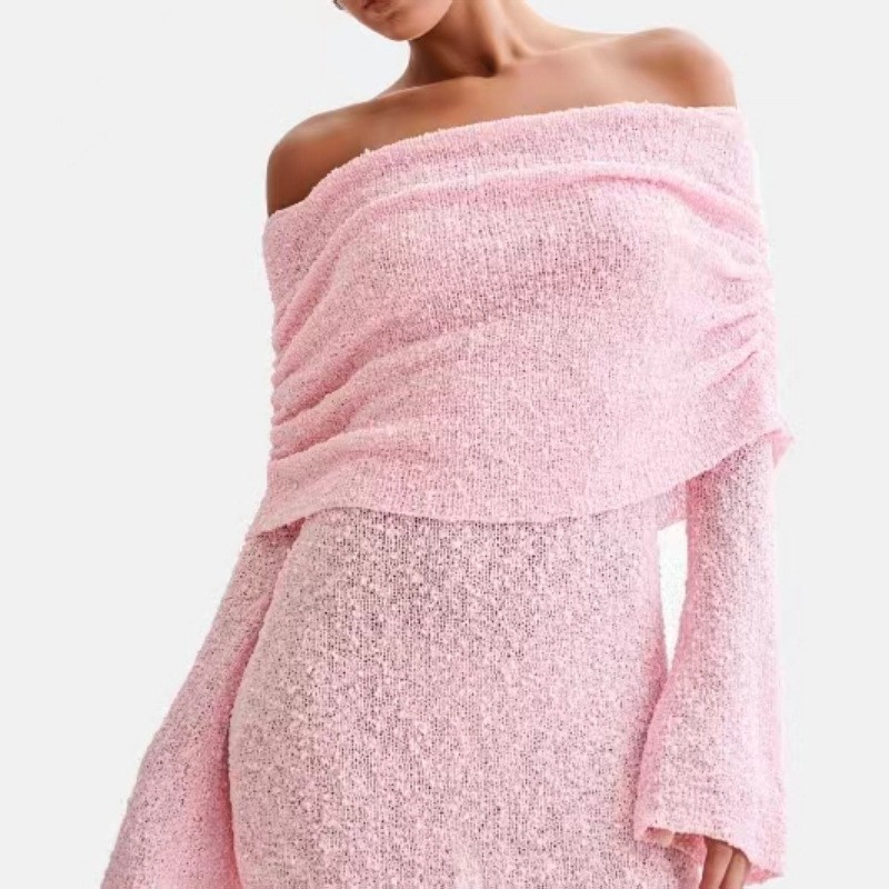 Sheer Long Sleeve Off-Shoulder Bodycon Mini Dress