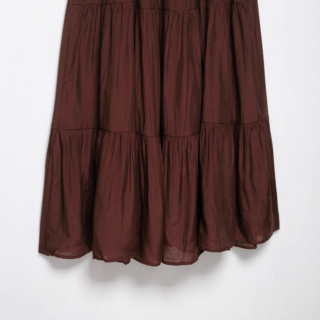 Women's V-Neck Layered Cami Dress High-Waist A-Line Midi