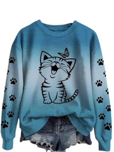 Women's Cute Cat Paw Print Casual Sweatshirt