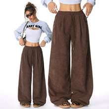 Women's High-Waist Drawstring Wide-Leg Pants Relaxed Drapey Casual