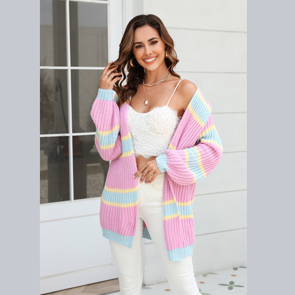 Women's Plus Size Colorblock Cable Knit Cardigan Sweater