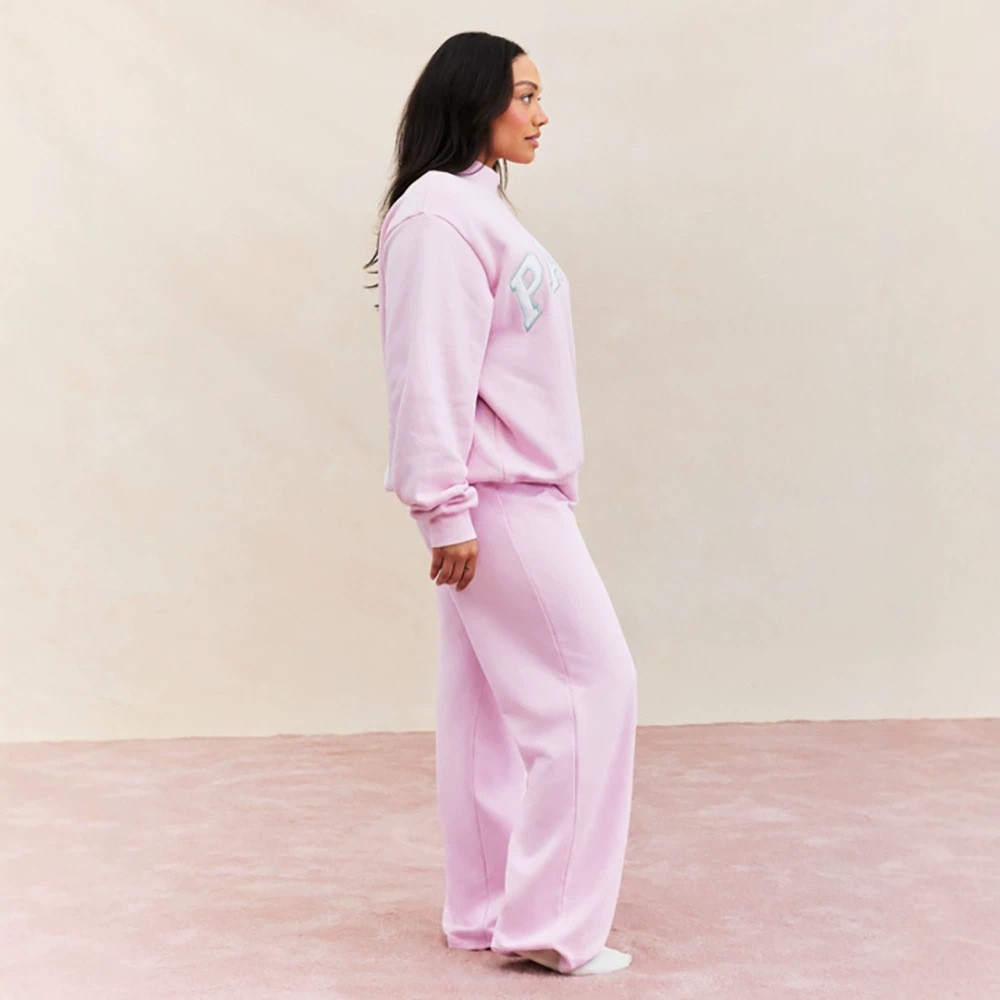 Embroidered Letter Turtleneck Long Sleeve Loose Sweatshirt & Pants Set