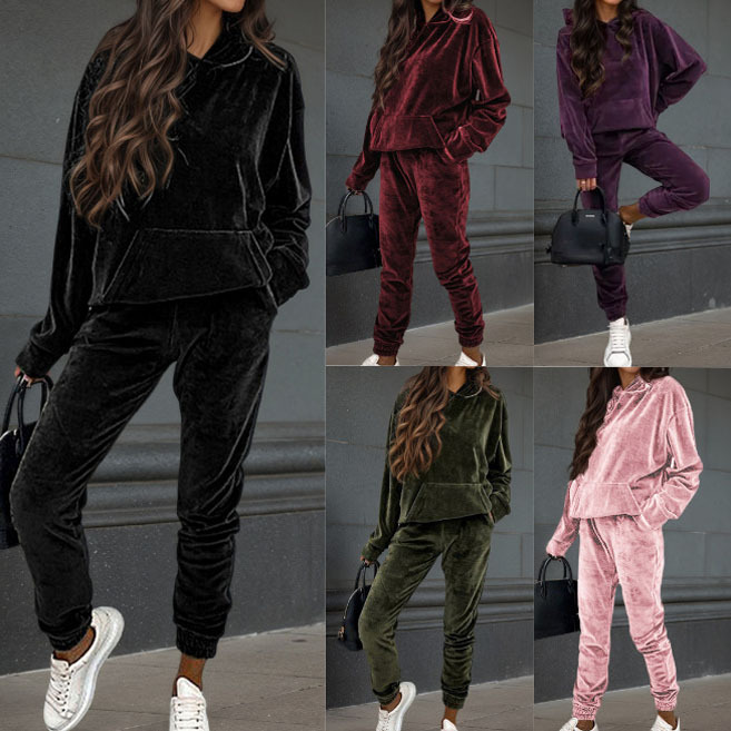 Velvet Long-Sleeve Lounge Set for Women