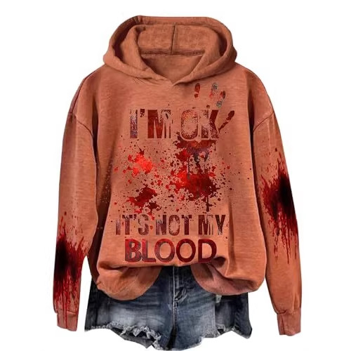 Women's Blood Stain Letter Print Casual Hoodie