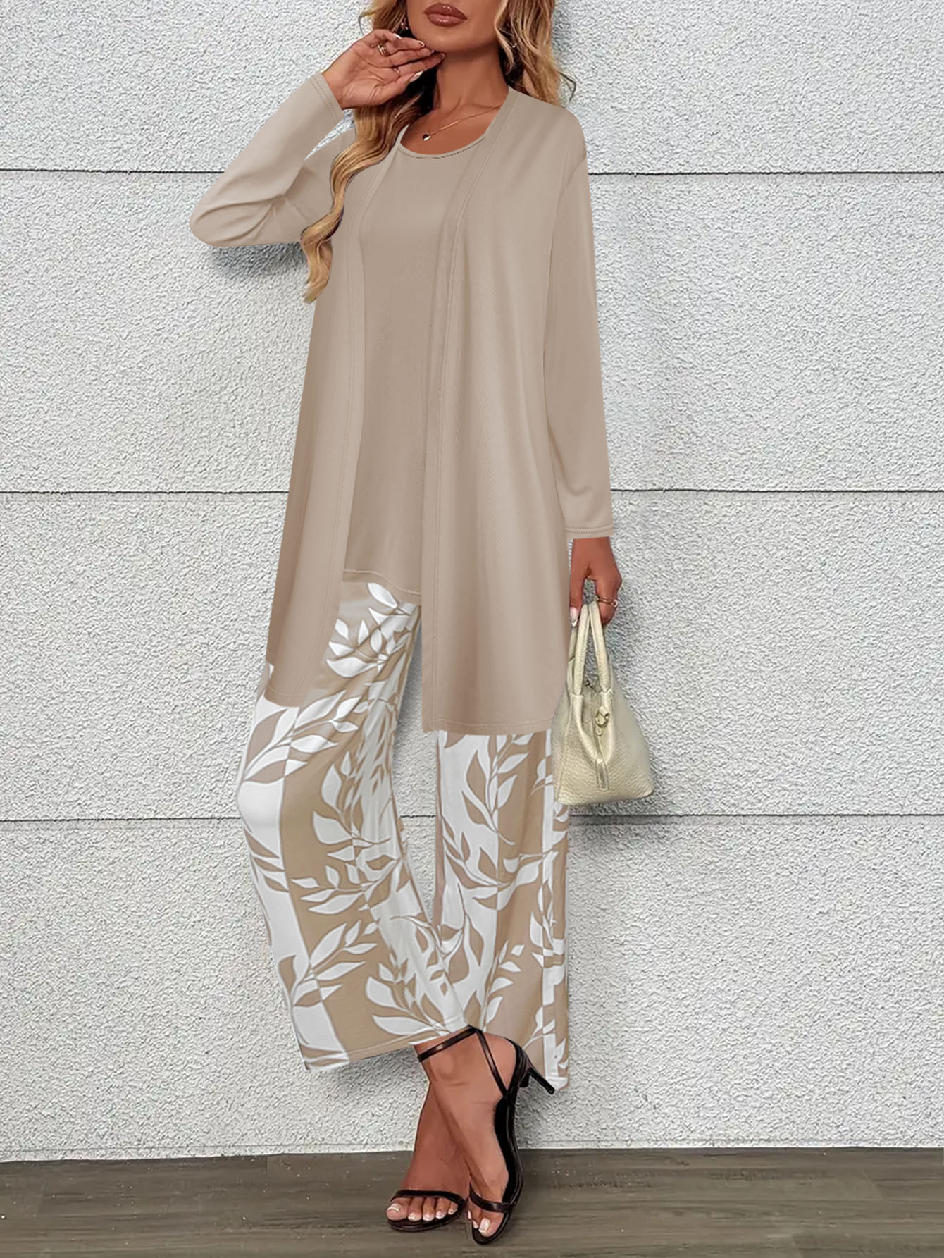 TUME Plus Size Floral Print 3-Piece Set with Jacket, Vest & Pants