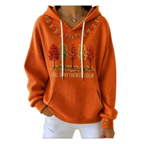 Women's Leaf Letter Print Casual Sweatshirt