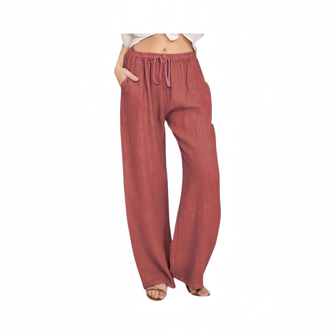 Women's Plus Size Wide-Leg Pants with Elastic Waist