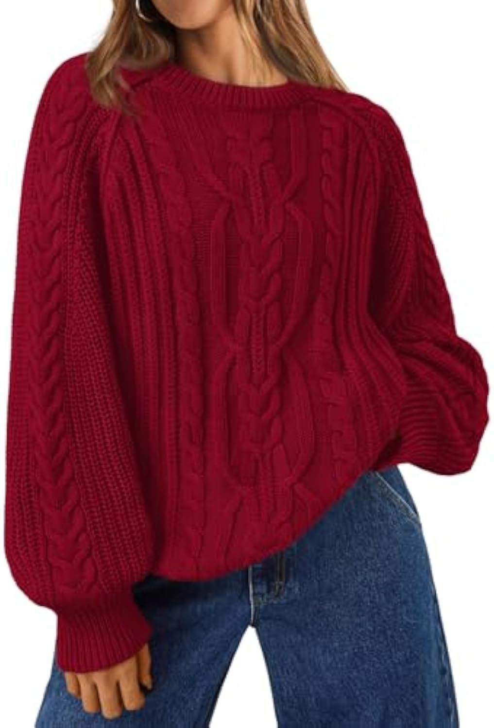 Women's Solid Color Crewneck Long Sleeve Sweater