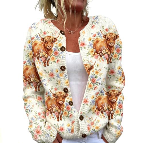 Women's Animal Print Button-Down Cardigan Sweater