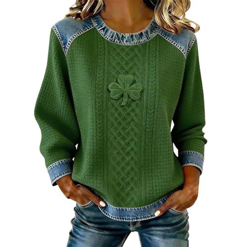 Women's Clover Tree Plant Print Crewneck Sweatshirt