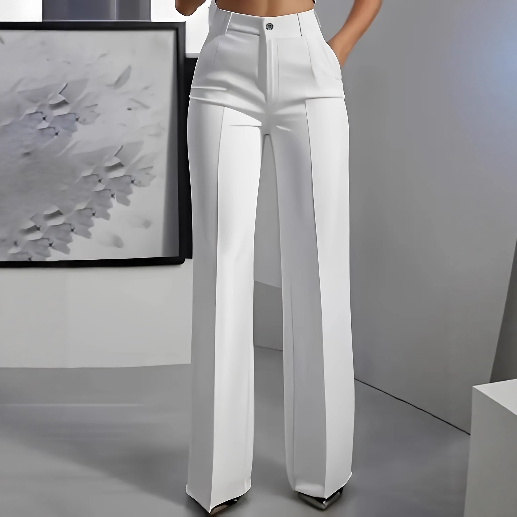 High-Waist Straight-Leg Wide-Leg Suit Pants for Women