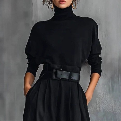 Minimalist Mercerized Cotton Long-Sleeve T-Shirt for Women Solid Color Back Seam Tee