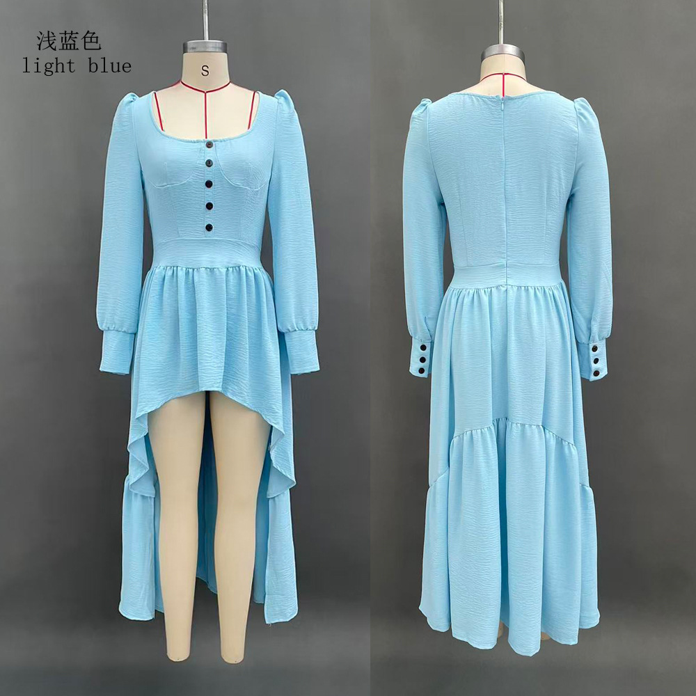 Women's Vintage Western Long Sleeve Solid Dress